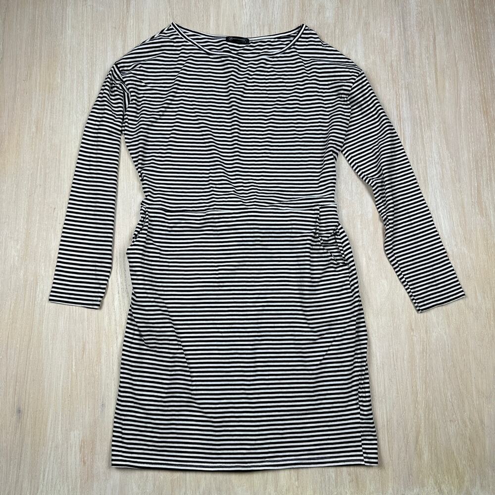 Pretty Garden Black White Striped Boat Neck Bodycon Casual Fitted Dress XL